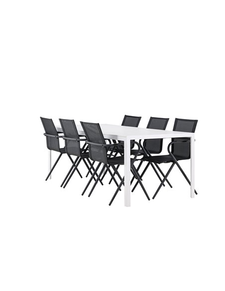 Matgrupp Break med Alina matstolar, 205 × 90 cm