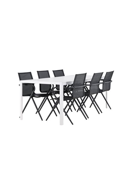 Matgrupp Break med Alina matstolar, 205 × 90 cm