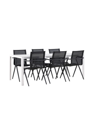 Matgrupp Break med Alina matstolar, 205 × 90 cm