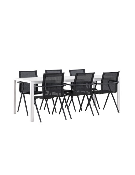 Matgrupp Break med Alina matstolar, 205 × 90 cm