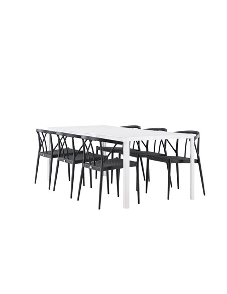 Matgrupp Break med Stina matstolar, 205 × 90 cm