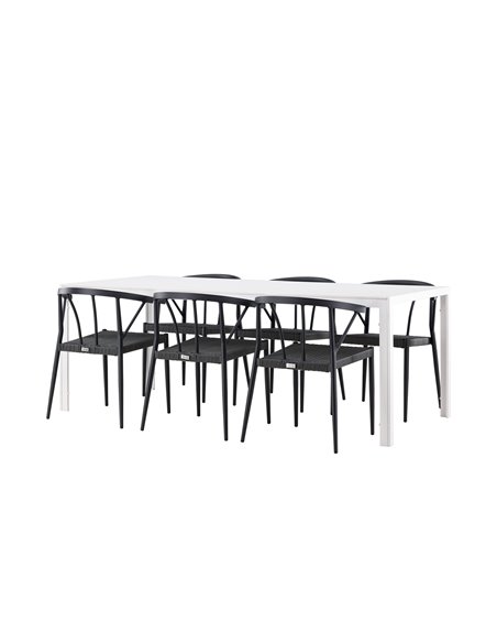 Matgrupp Break med Stina matstolar, 205 × 90 cm