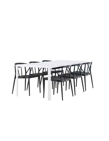 Matgrupp Break med Stina matstolar, 205 × 90 cm