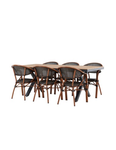 Matgrupp Garcia med Vila matstolar, 200 × 100 cm