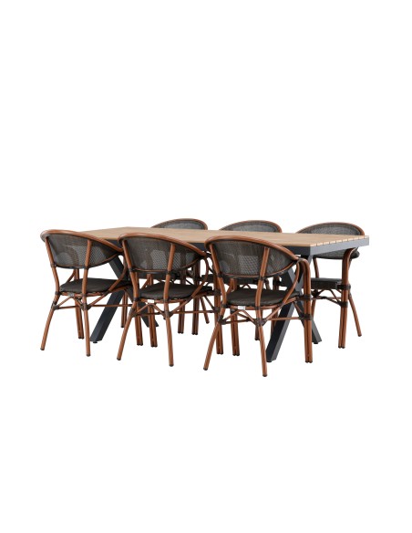 Matgrupp Garcia med Vila matstolar, 200 × 100 cm
