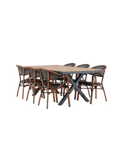 Matgrupp Garcia med Vila matstolar, 200 × 100 cm
