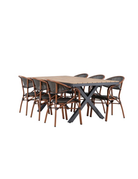 Matgrupp Garcia med Vila matstolar, 200 × 100 cm