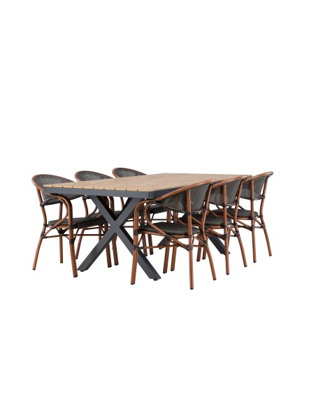 Matgrupp Garcia med Vila matstolar, 200 × 100 cm