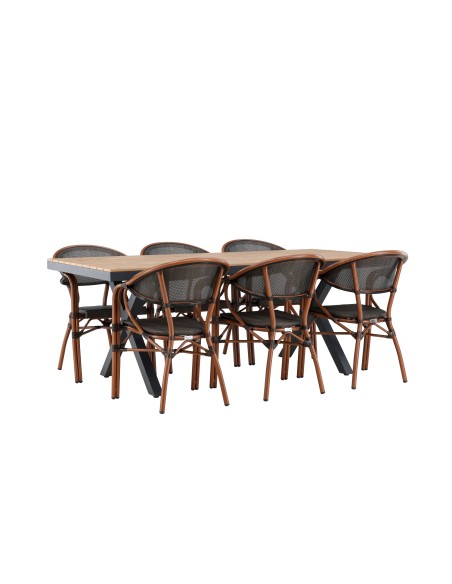 Matgrupp Garcia med Vila matstolar, 200 × 100 cm