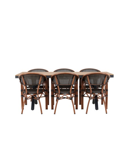 Matgrupp Garcia med Vila matstolar, 200 × 100 cm