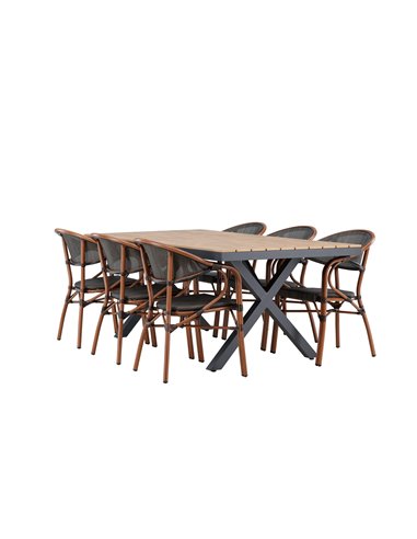 Matgrupp Garcia med Vila matstolar, 200 × 100 cm