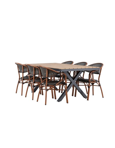 Matgrupp Garcia med Vila matstolar, 200 × 100 cm