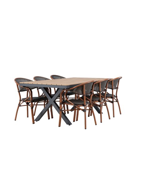 Matgrupp Garcia med Vila matstolar, 200 × 100 cm