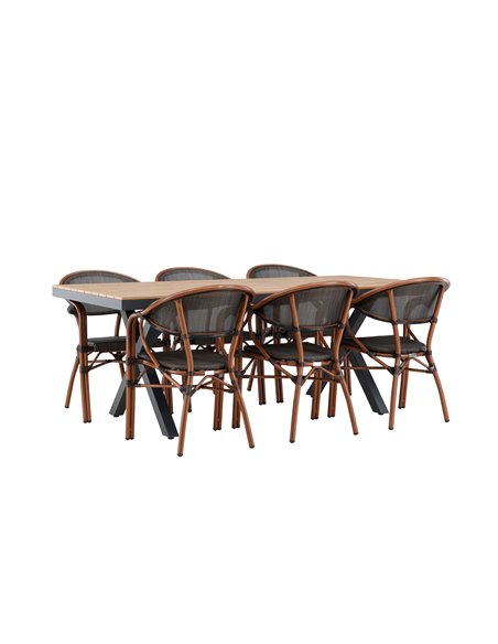 Matgrupp Garcia med Vila matstolar, 200 × 100 cm
