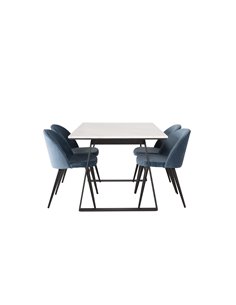 Matgrupp Estelle med Velvet matstolar, 140 × 90 cm