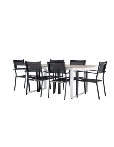Matgrupp Merlo med Copacabana matstolar, 200 × 90 cm