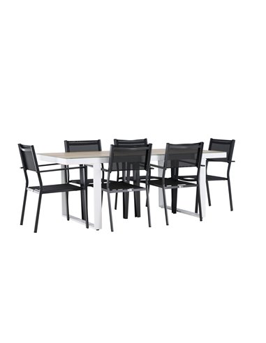 Matgrupp Merlo med Copacabana matstolar, 200 × 90 cm