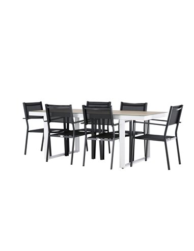 Matgrupp Merlo med Copacabana matstolar, 200 × 90 cm