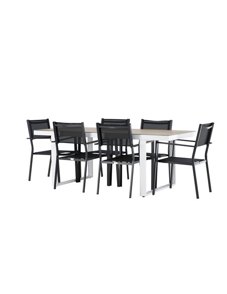 Matgrupp Merlo med Copacabana matstolar, 200 × 90 cm