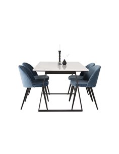 Matgrupp Estelle med Velvet matstolar, 140 × 90 cm 2