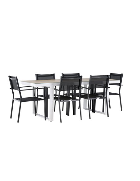 Matgrupp Merlo med Copacabana matstolar, 200 × 90 cm