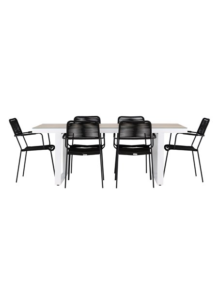 Matgrupp Merlo med Lindos matstolar, 200 × 90 cm