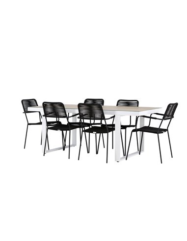 Matgrupp Merlo med Lindos matstolar, 200 × 90 cm