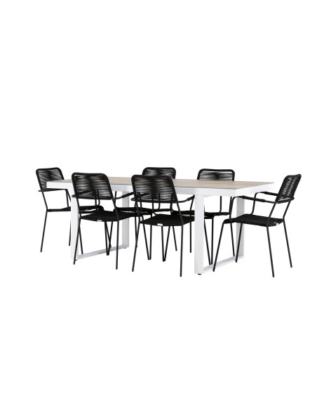 Matgrupp Merlo med Lindos matstolar, 200 × 90 cm