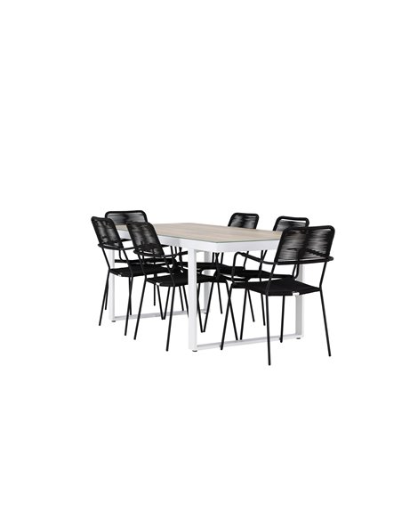 Matgrupp Merlo med Lindos matstolar, 200 × 90 cm