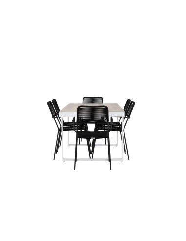 Matgrupp Merlo med Lindos matstolar, 200 × 90 cm