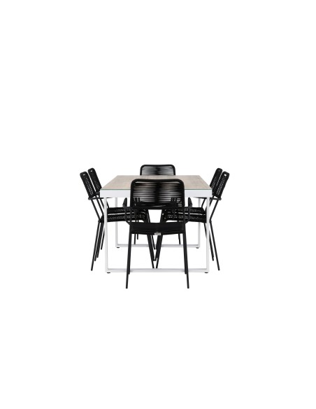 Matgrupp Merlo med Lindos matstolar, 200 × 90 cm