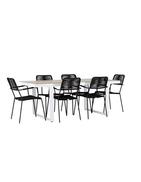 Matgrupp Merlo med Lindos matstolar, 200 × 90 cm