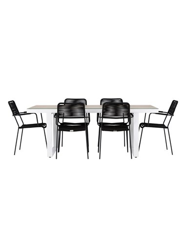 Matgrupp Merlo med Lindos matstolar, 200 × 90 cm