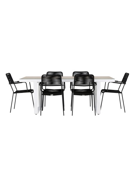 Matgrupp Merlo med Lindos matstolar, 200 × 90 cm