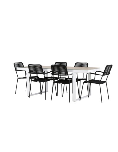 Matgrupp Merlo med Lindos matstolar, 200 × 90 cm