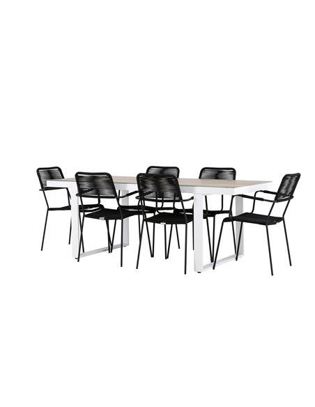 Matgrupp Merlo med Lindos matstolar, 200 × 90 cm
