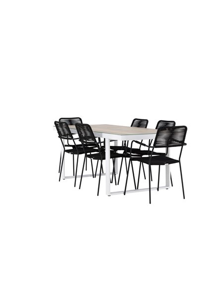 Matgrupp Merlo med Lindos matstolar, 200 × 90 cm