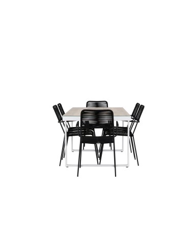 Matgrupp Merlo med Lindos matstolar, 200 × 90 cm