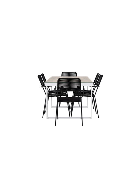 Matgrupp Merlo med Lindos matstolar, 200 × 90 cm