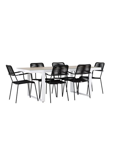 Matgrupp Merlo med Lindos matstolar, 200 × 90 cm
