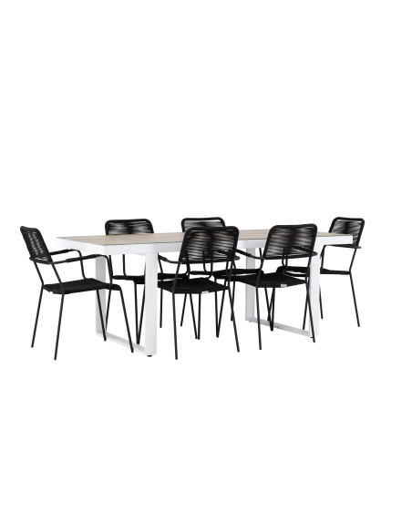 Matgrupp Merlo med Lindos matstolar, 200 × 90 cm