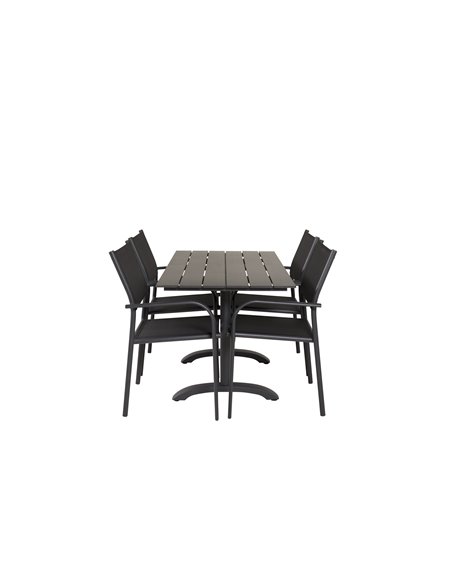 Matgrupp Denver med Santorini matstolar, 120 × 69 cm