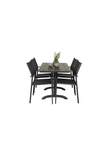 Matgrupp Denver med Santorini matstolar, 120 × 69 cm