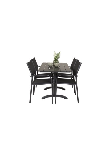 Matgrupp Denver med Santorini matstolar, 120 × 69 cm