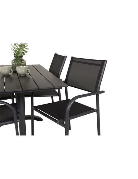 Matgrupp Denver med Santorini matstolar, 120 × 69 cm