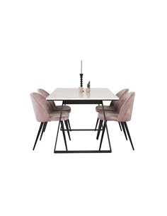 Matgrupp Estelle med Velvet matstolar, 140 × 90 cm 2