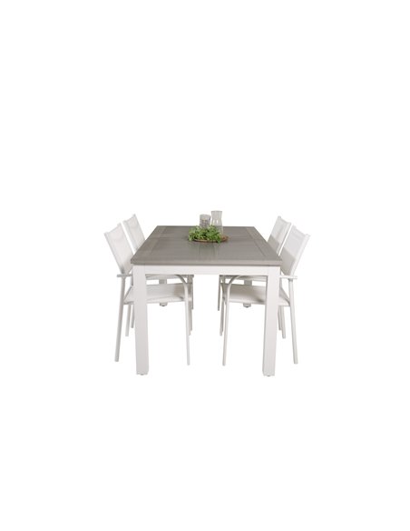 Matgrupp Albany med Santorini matstolar, 152 × 90 cm