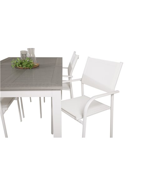 Matgrupp Albany med Santorini matstolar, 152 × 90 cm