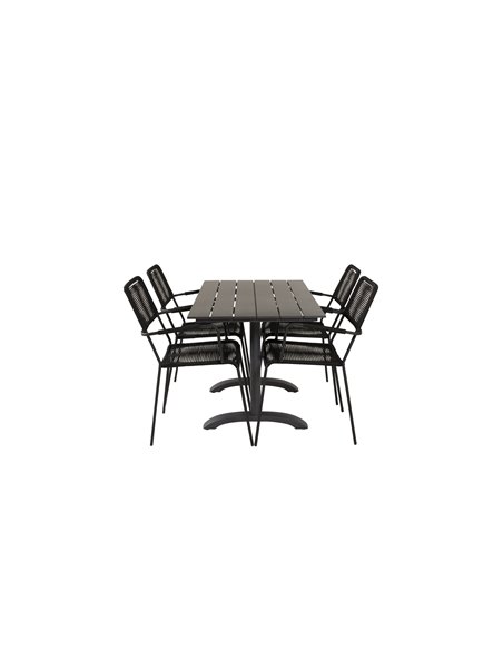 Matgrupp Denver med Lindos matstolar, 120 × 69 cm