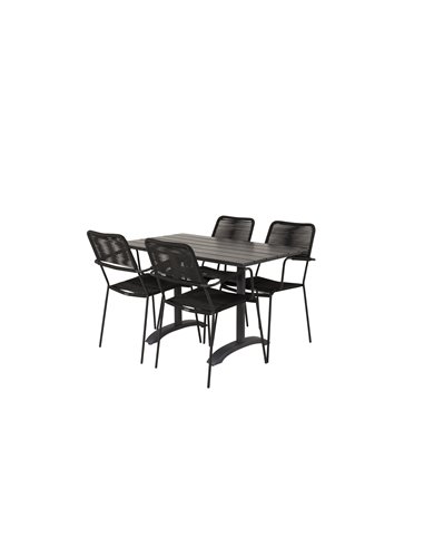 Matgrupp Denver med Lindos matstolar, 120 × 69 cm